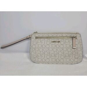 Calvin Klein Wristlet Beige With Pink Straps
